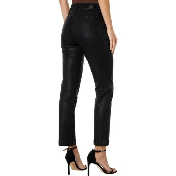 NWT $259 Paige Mayslie Straight Ankle Jean in Black Fog Luxe Coating - Black - Picture 2 of 12